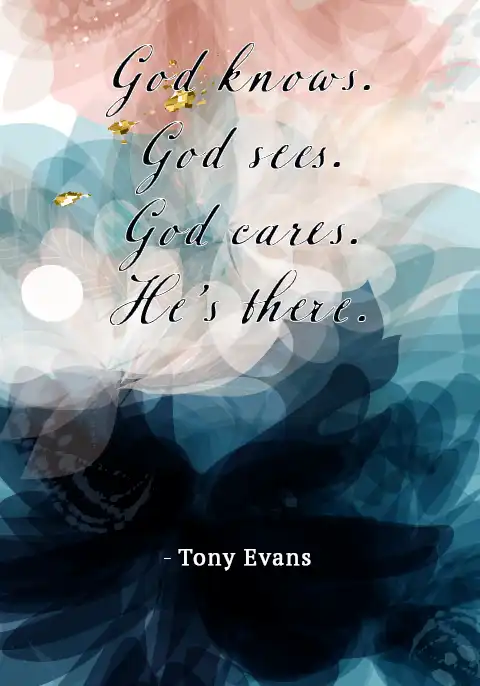 Abstract shapes with text affirming God's knowledge and care