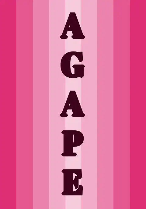 A Christian love card with colorful bright magenta stripes and the text “Agape”.