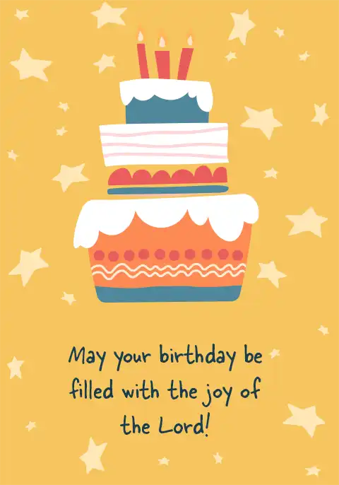 A tall three-tier birthday cake decorated for a party