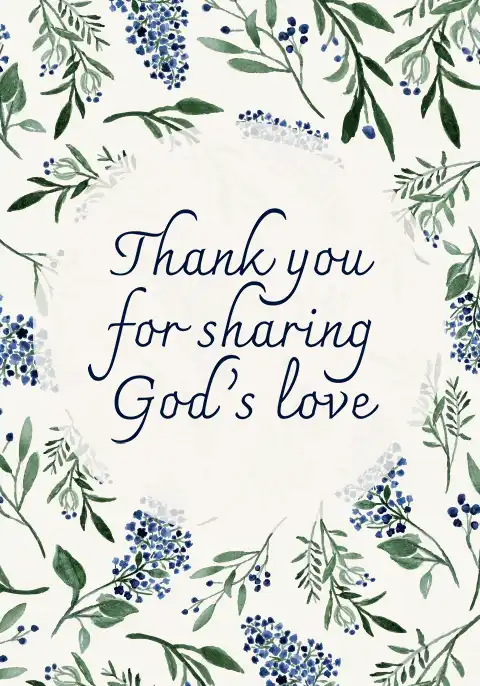 Beautiful blue watercolor lilacs framing a thank you message