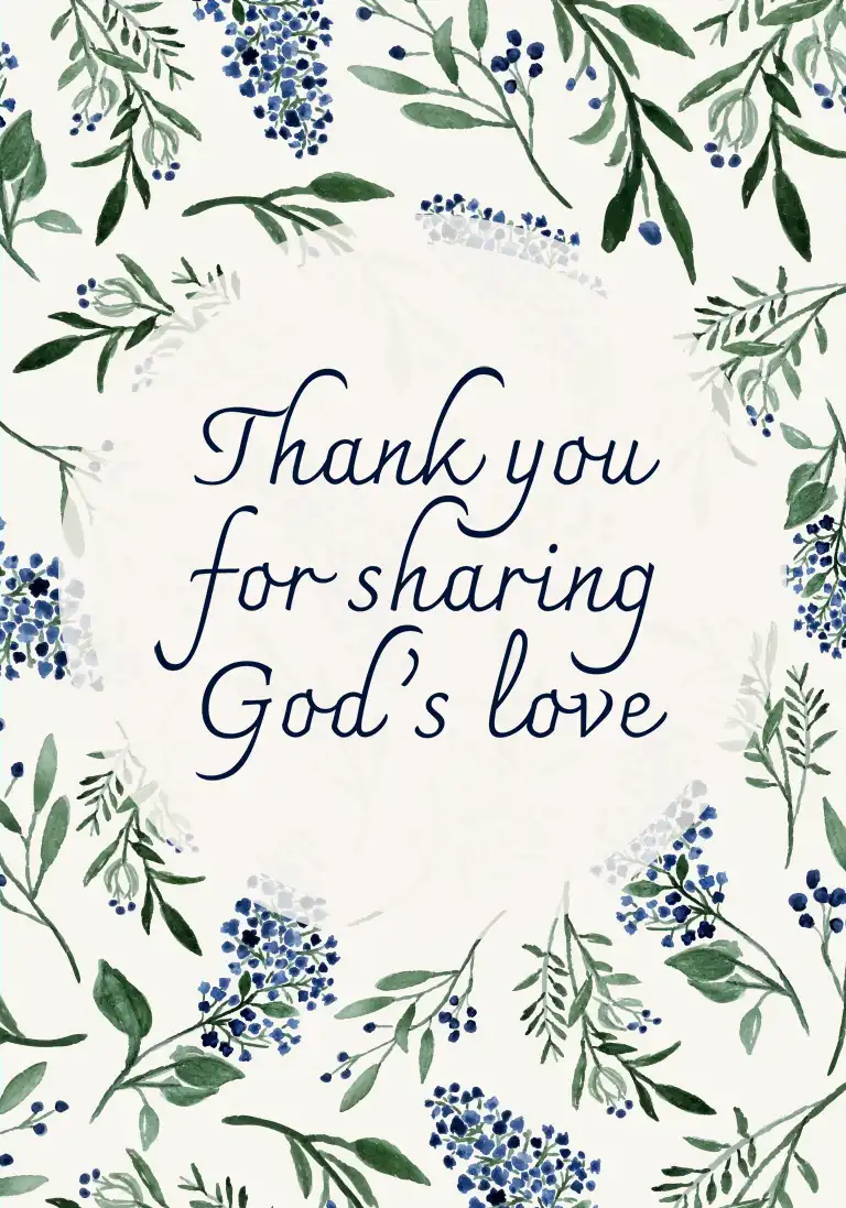 Beautiful blue watercolor lilacs framing a thank you message