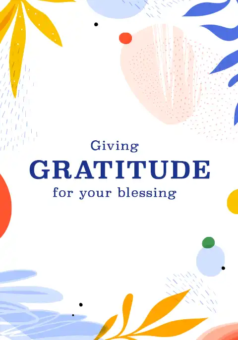 A Christian thank you card with the words “Giving Gratitude” in elegant typography.