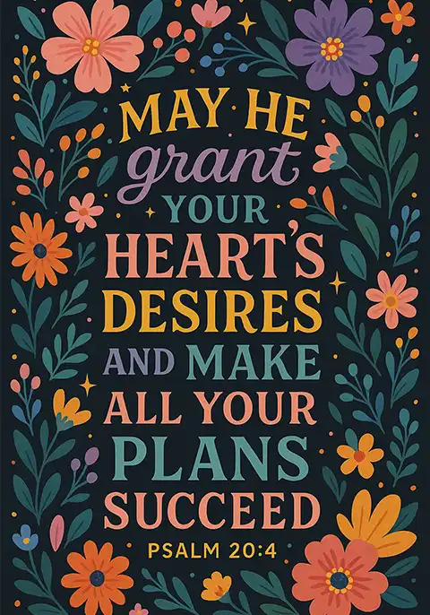 Text of Psalm 20:4 elegantly designed on a soothing background