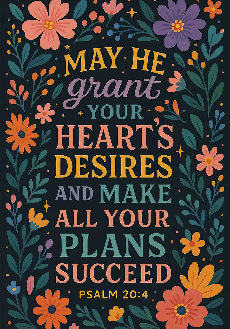 Text of Psalm 20:4 elegantly designed on a soothing background